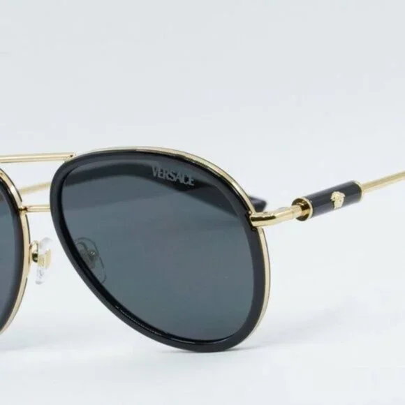 NEW VERSACE VE2260 100287 BLACK DARK GREY SUNGLASSES - Picture 4 of 11